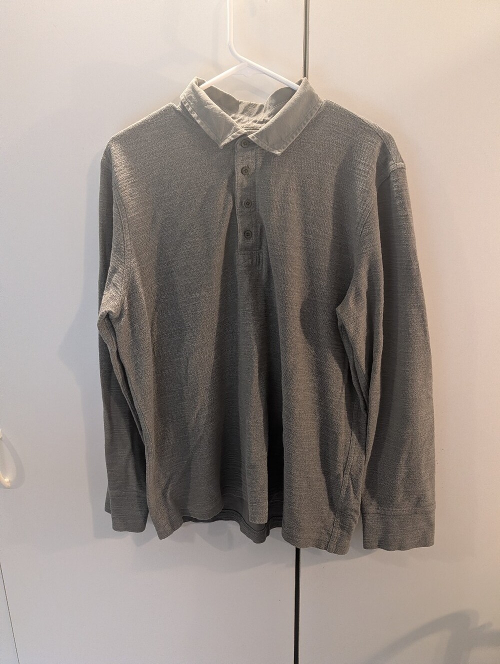 Billy Reid Men's Long-Sleeve Polo Shirt - Gray